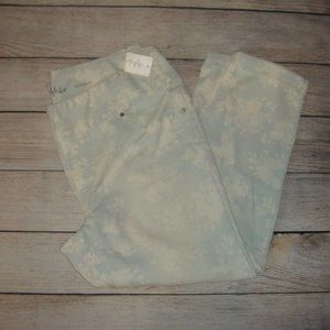 Style & Co Blue Railroad Floral Print Boyfriend Pull-on Jeans L